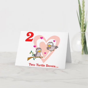 Tarjeta Festiva En el segundo día de los Navidades, dos palomas de
