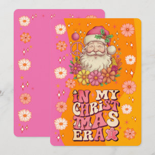 Tarjeta Festiva En la era de mis Navidades Groovy Santa