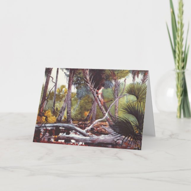 Tarjeta Festiva En la jungla, Florida, por Winslow Homer, buen art (Anverso)