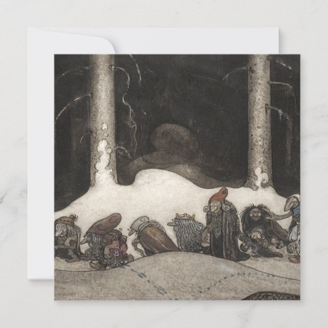 Tarjeta Festiva En la noche de los Navidades, 1913 por John Bauer (Anverso)