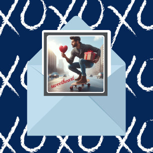 Tarjeta Festiva En mi camino con el regalo de San Valentín