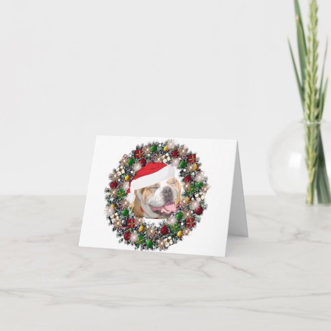 Tarjeta Festiva En Navidades - Bulldog (Anverso)
