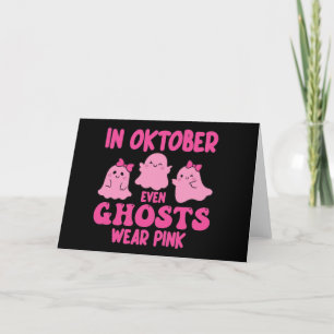 Tarjeta Festiva En octubre incluso los fantasmas usan rosa cáncer 