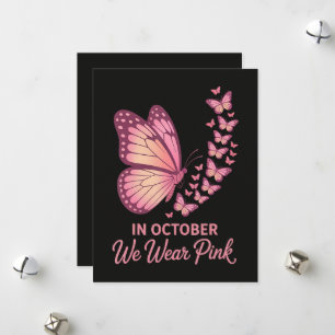 Tarjeta Festiva En Octubre Mariposa De Pecho Rosa