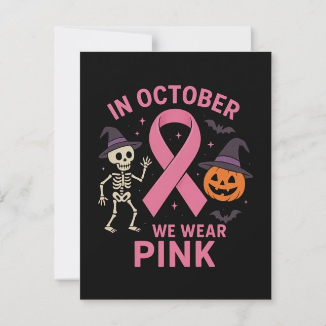 Tarjeta Festiva En Octubre Nosotros Vestimos de Rosa por el Cáncer (Anverso)