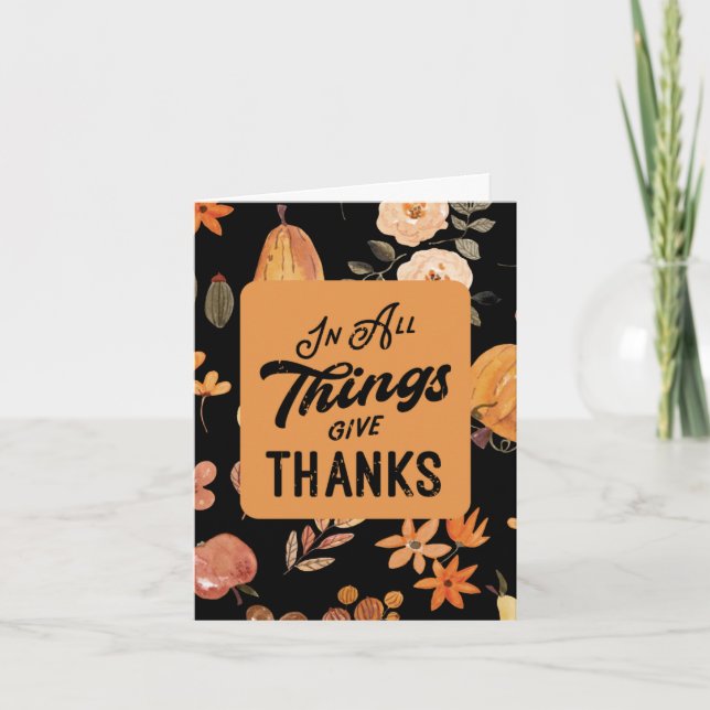 Tarjeta Festiva "En todas las cosas dan gracias" Acción de Gracias (Anverso)