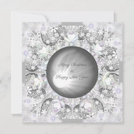 Tarjeta Festiva Encaje cerámico gris y copo de nieve