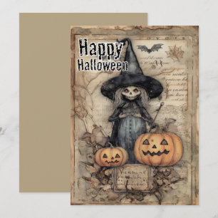 Tarjeta Festiva Encantada travesura de brujería en sombra de otoño