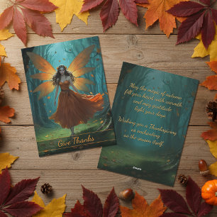 Tarjeta Festiva Encantado saludo de Acción de Gracias al Fairy de