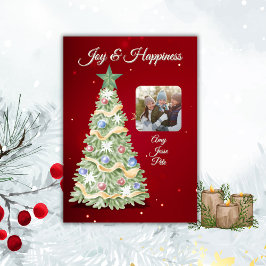 Tarjeta Festiva Encantador acuarela de la foto del árbol de Navida