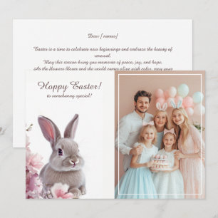 Tarjeta Festiva Encantador de conejo de Pascua con foto