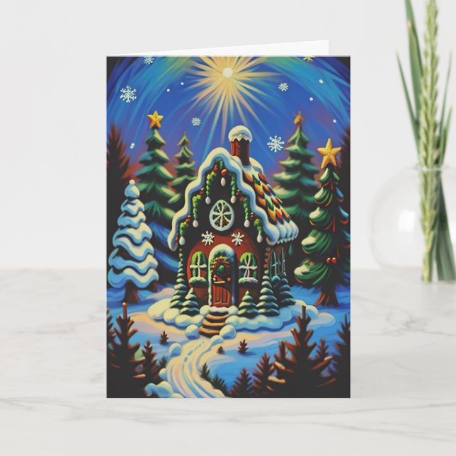 Tarjeta Festiva Encantador Gingerbread Wonderland (Anverso)