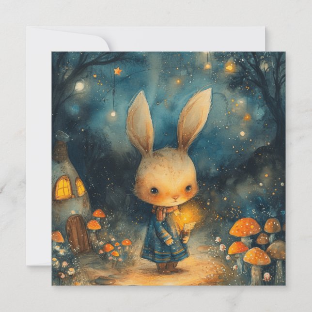 Tarjeta Festiva Encantadora pradera: Conejita 🌼 🐇 descargable (Anverso)
