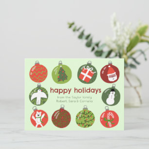 Tarjeta Festiva Encantadores adornos navideños PERSONALIZADO de Na
