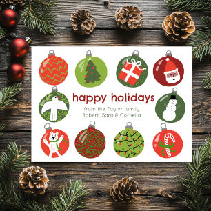 Tarjeta Festiva Encantadores adornos navideños PERSONALIZADO de Na