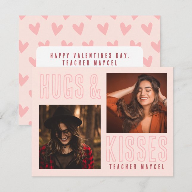 Tarjeta Festiva Encantadores de San Valentín de Rubor rosados y be (Anverso / Reverso)