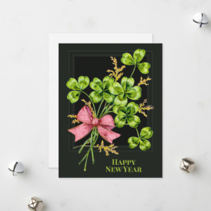 Tarjeta Festiva Encanto afortunado Shamrock Vintage Cute Feliz Año