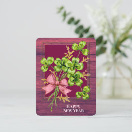 Tarjeta Festiva Encanto afortunado Shamrock Vintage Cute Feliz Año