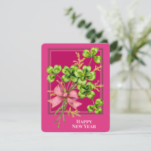 Tarjeta Festiva Encanto afortunado Shamrock Vintage Cute Feliz Año