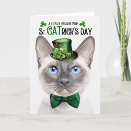 Tarjeta Festiva Encanto afortunado siamés por el día de St CATrick