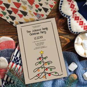 Tarjeta Festiva Encanto de los árboles vintage: Feliz Fiesta navid