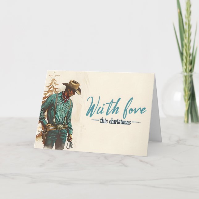 Tarjeta Festiva Encanto de los Navidades de Cowboy (Anverso)