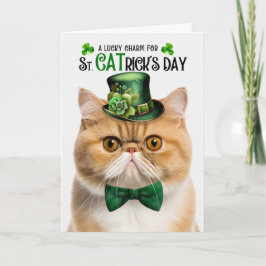Tarjeta Festiva Encanto de suerte del exótico gato de Shorthair St