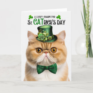 Tarjeta Festiva Encanto de suerte del exótico gato de Shorthair St