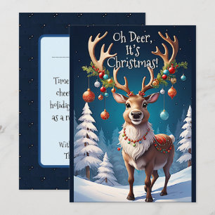 Tarjeta Festiva Encanto Navideño Caprichoso de Reno Fiesta