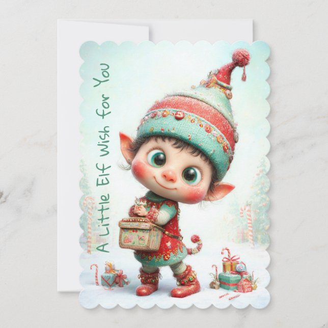 Tarjeta Festiva Enchanted Elf | North Pole Christmas Magic (Anverso)