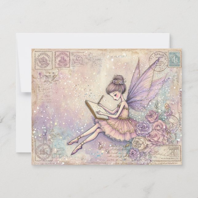 Tarjeta Festiva Enchanted fairytale Fairy Flat Holiday Card (Anverso)