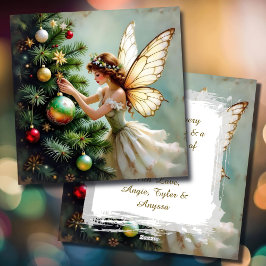 Tarjeta Festiva Enchanted Vintage Fairy Personalized Christmas