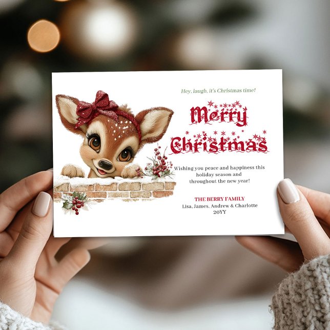 Tarjeta Festiva Enchanted Xmas baby reindeer sweet greeting card (Enchanted Xmas baby reindeer sweet greeting card)