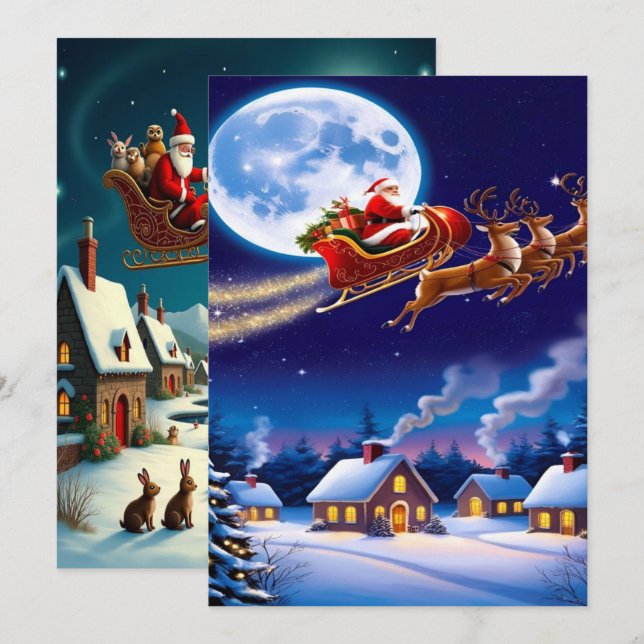 Tarjeta Festiva Enchanting Christmas Winter Village Wallpaper 2025 (Anverso / Reverso)