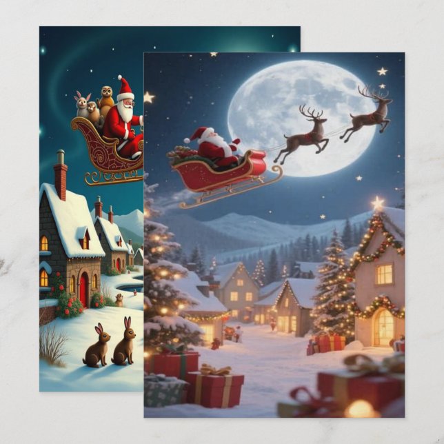 Tarjeta Festiva Enchanting Christmas Winter Village Wallpaper 2025 (Anverso / Reverso)