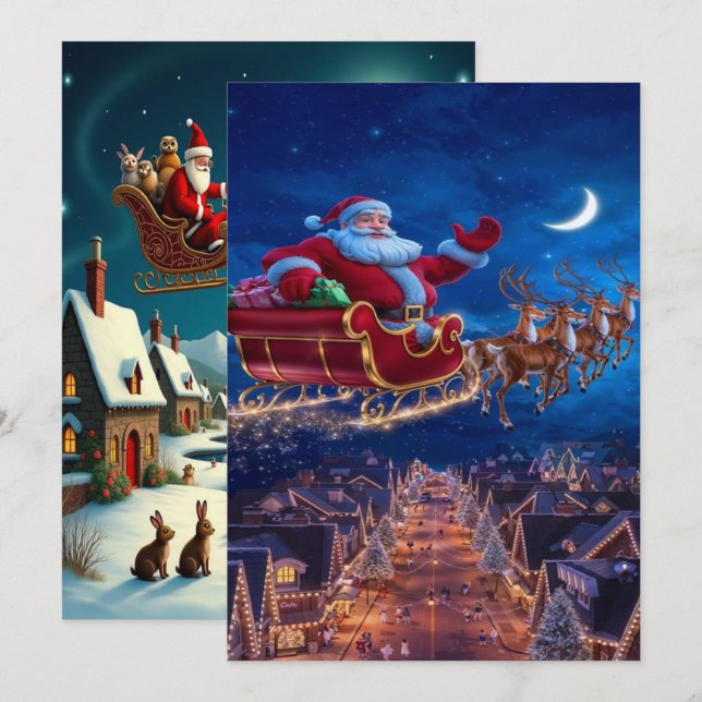 Tarjeta Festiva Enchanting Christmas Winter Village Wallpaper 2025 (Anverso / Reverso)