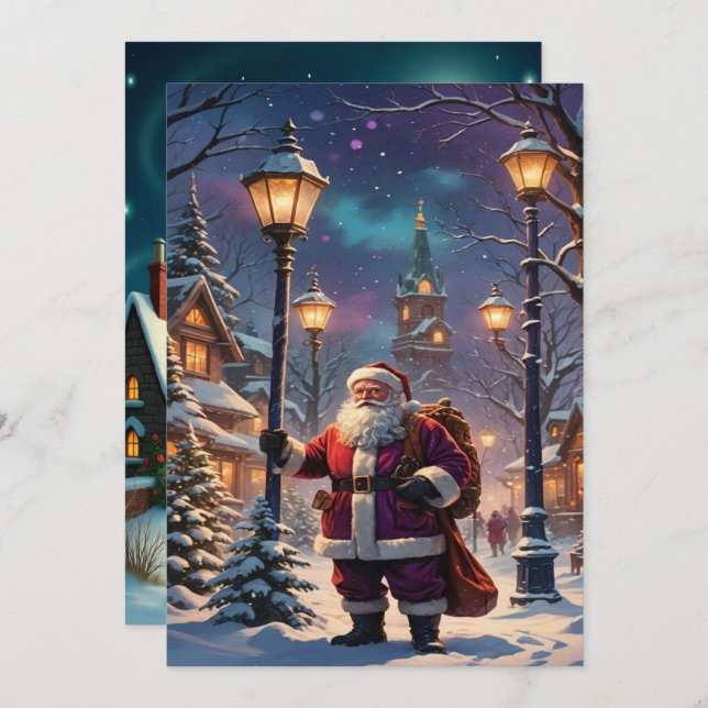 Tarjeta Festiva Enchanting Christmas Winter Village Wallpaper 2025 (Anverso / Reverso)