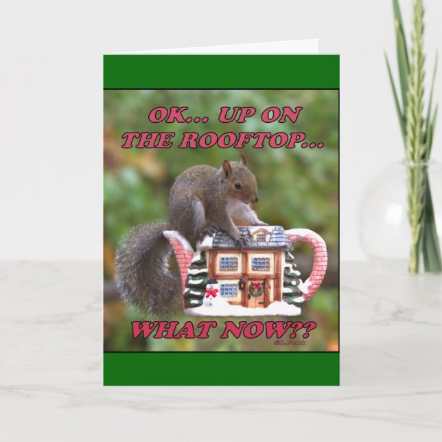 Tarjeta Festiva Encima en del tejado (Anverso)