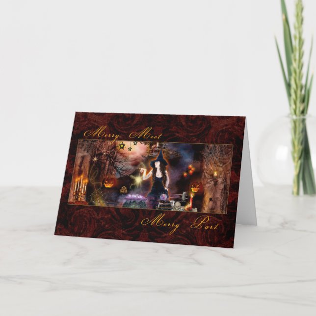 Tarjeta Festiva Encuentro de cerezas - Bruja mágica (Anverso)