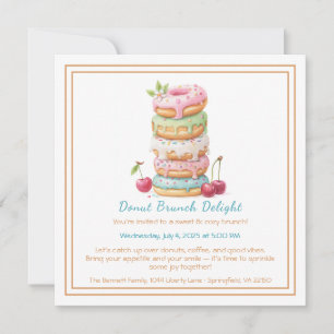 Tarjeta Festiva Encuentro de pastelería colorida de Donut Brunch