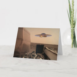 Tarjeta Festiva Encuentro de Saucer de OVNI de Mars InSight Alien