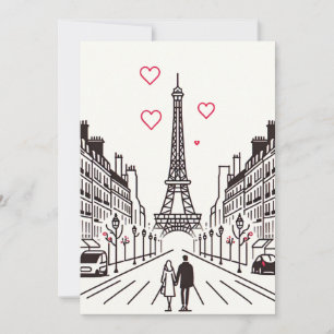 Tarjeta Festiva Encuentro romántico en la Torre Eiffel - El amor f