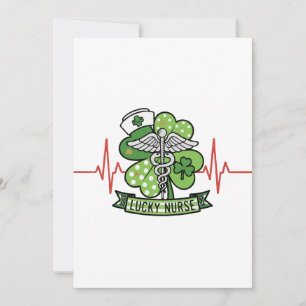Tarjeta Festiva Enfermera Afortunada Día de San Patricio Trébol EK