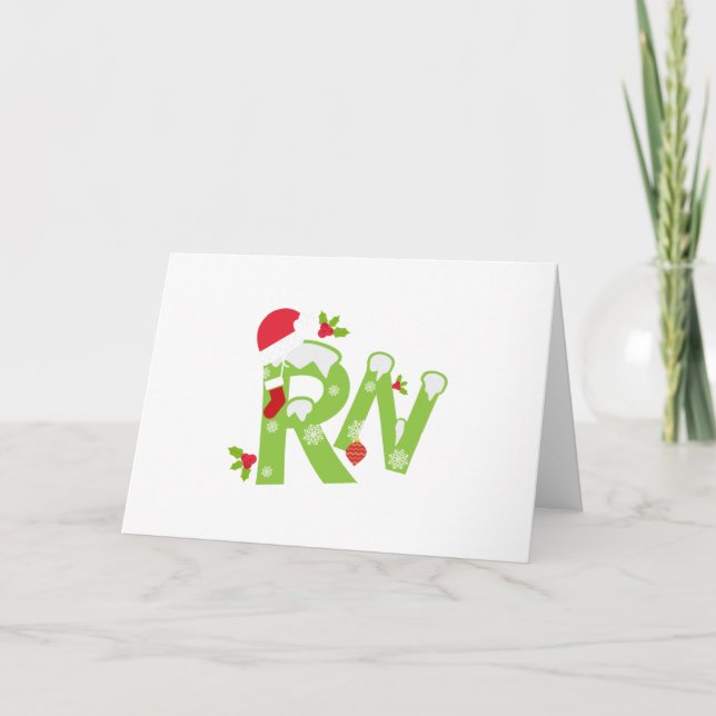 Tarjeta Festiva Enfermera inscrita Santa RN Enfermería Regalos Nav (Anverso)
