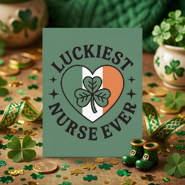 Tarjeta Festiva Enfermera más afortunada Arte de Trébol de Irlanda