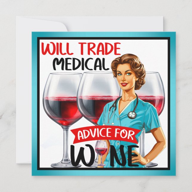 Tarjeta Festiva Enfermera Nostálgica Cute Pinup Asesoramiento Come (Anverso)