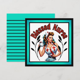 Tarjeta Festiva Enfermera Pinup Bendita