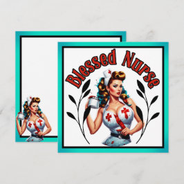Tarjeta Festiva Enfermera Pinup Bendita