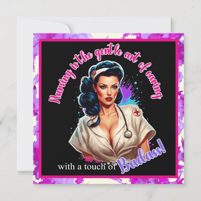 Tarjeta Festiva Enfermera Pinup Malota (Anverso)