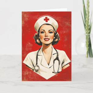 Tarjeta Festiva Enfermera retro mujer vintage